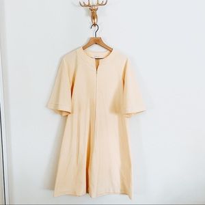Vanity Fair Vintage Yellow Bell Sleeve Zip Front Midi Dress Size Medium